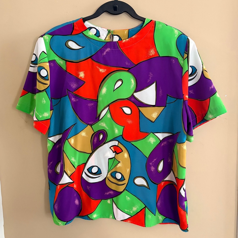 Vintage Multicolor Abstract Print Blouse - Women by Renaissance Sportswear XL